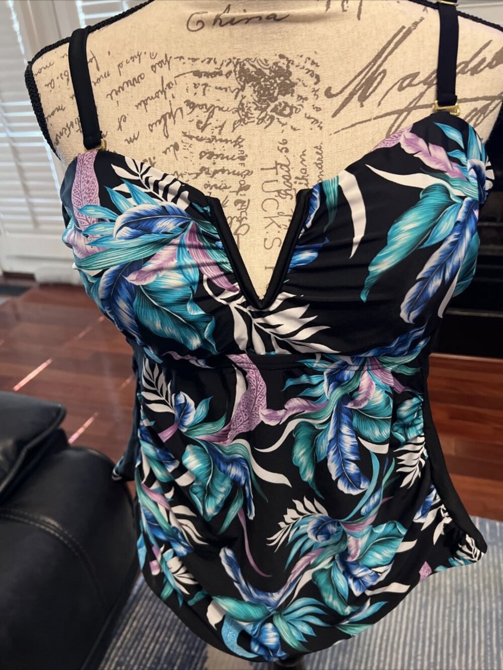 Swim Solutions Plus Size Triple Tier Tankini Size 20W